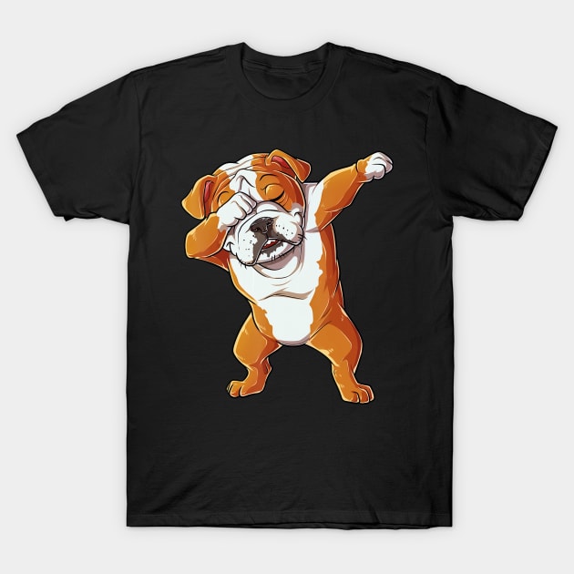 Dabbing English Bulldog T shirt Boys Dab Dance Puppy Lover T-Shirt by timski